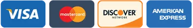 Accepted payment methods: Visa, Mastercard, Discover, American Express
